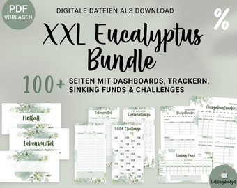 Folhas de rosto do pacote XXL, fundos de amortização, desafios de poupança, rastreadores, painéis de orçamento Fichário Download de PDF | Método de envelope | Planejador de orçamento | A6