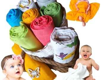 Musselin Mulltuch  Spucktuch Baby Geschenk für Neugeborenen - 7er Pack / 80x80 cm Stoffwindeln Geburth / Babyparty / Babyshower / Taufe