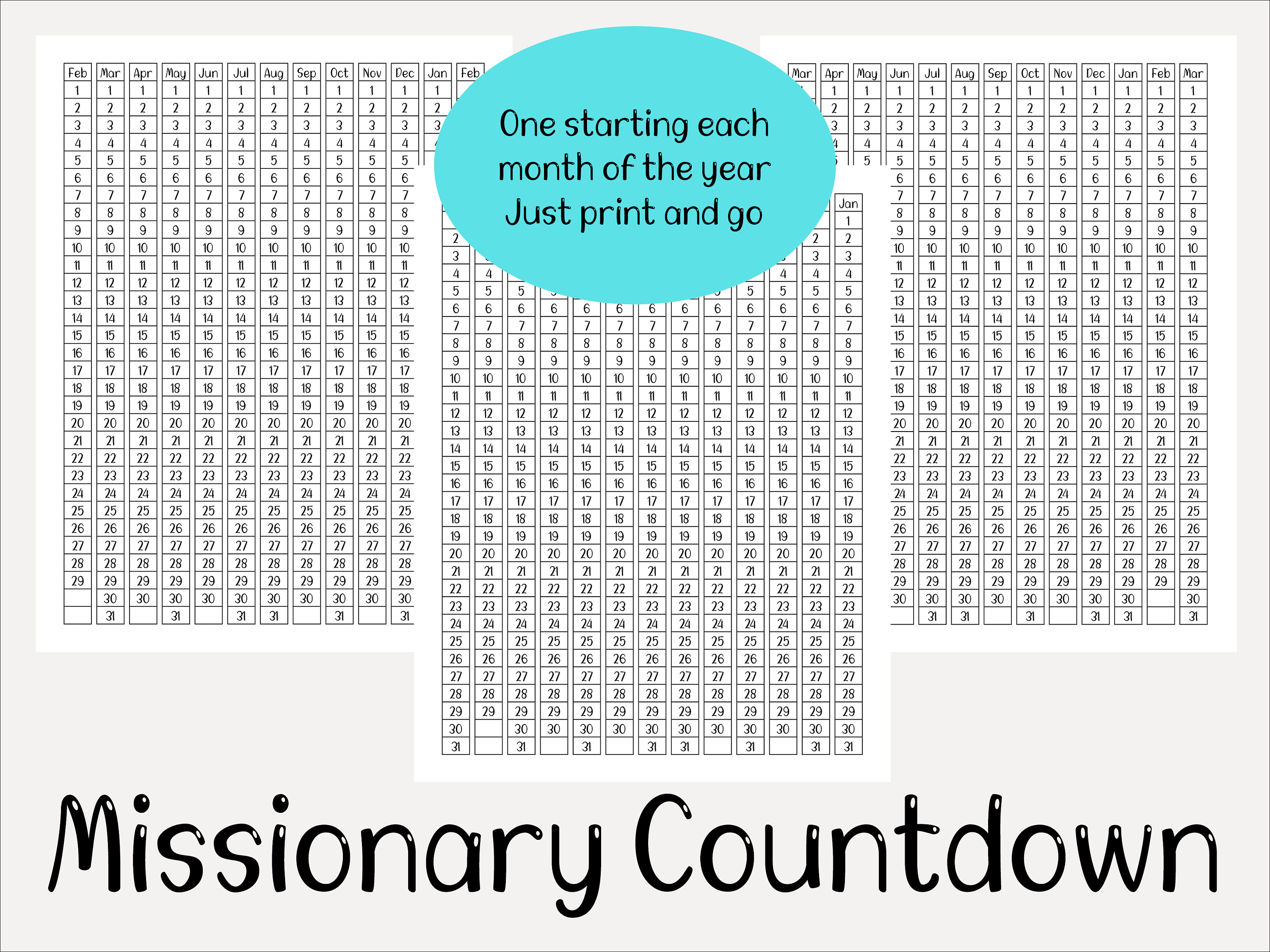 Missionary Countdown | LDS Missionary | Monthly Countdown | Printable ...