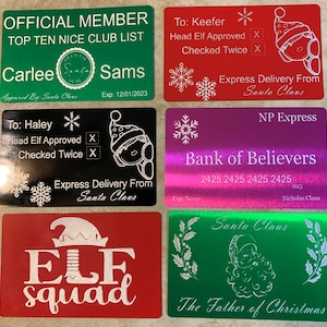 Cartões de Papai Noel de Natal. Personalizado. Personalizado. Vermelho Verde Preto Roxo