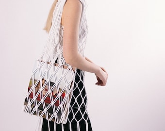 Macrame bag, avoska, boho bag, crochet bag, tote bag, sustainable shopping bag, shopping net, carrying bag, white knitting bag