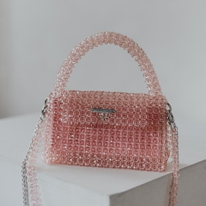 Rosa Kristall Perlen Tasche, Abendtasche, Einzigartige Handtasche, funkelnde Geldbörse, Feier Zubehör, Abschlussball Tasche, Diamant Handtasche, Party Clutch