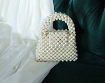 Pearl bag, beaded bag, ivory bag, wedding bag, bag for bride, fashion bag, vintage bag, gift for her, individual bag, brand bag