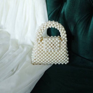 Pearl bag, beaded bag, ivory bag, wedding bag, bag for bride, fashion bag, vintage bag, gift for her, individual bag, brand bag image 1