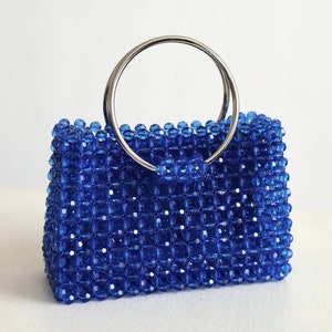 Blue beaded bag, fashion bag, gift for her, luxury bag, handmade bag, handbag, shining bag, crystal women purse, red bag, pink bag Blue