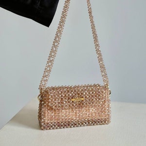 Crystal bag, beaded gold handbag, sparkling bag, party bag, glitter bag, handmade bag, fancy bag, designer bag, evening purse 画像 6