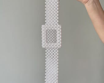 小物 MURRAL Snow cover pearl belt Pearl Belt, Beaded Belt, Pearl Strap, Individual Belt