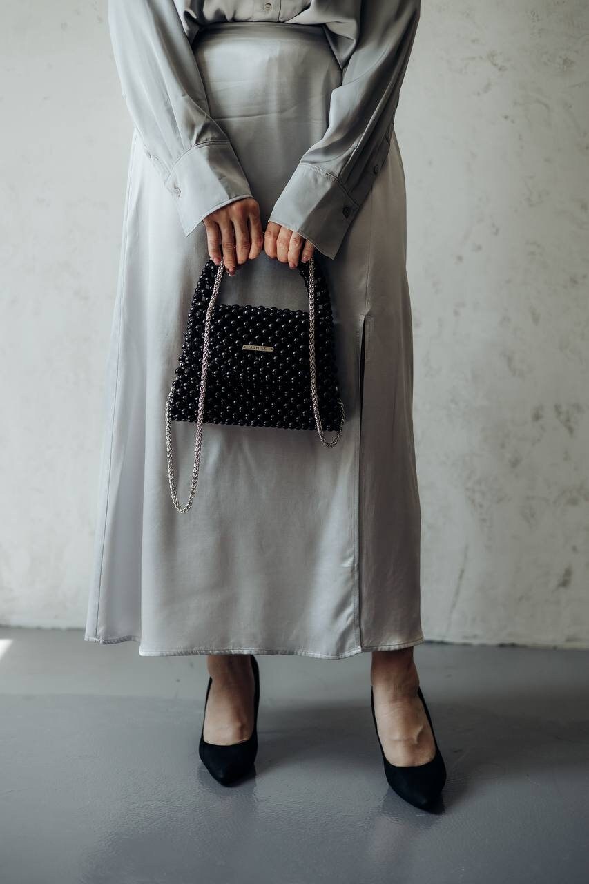 Pearl Handle Small Bag Black