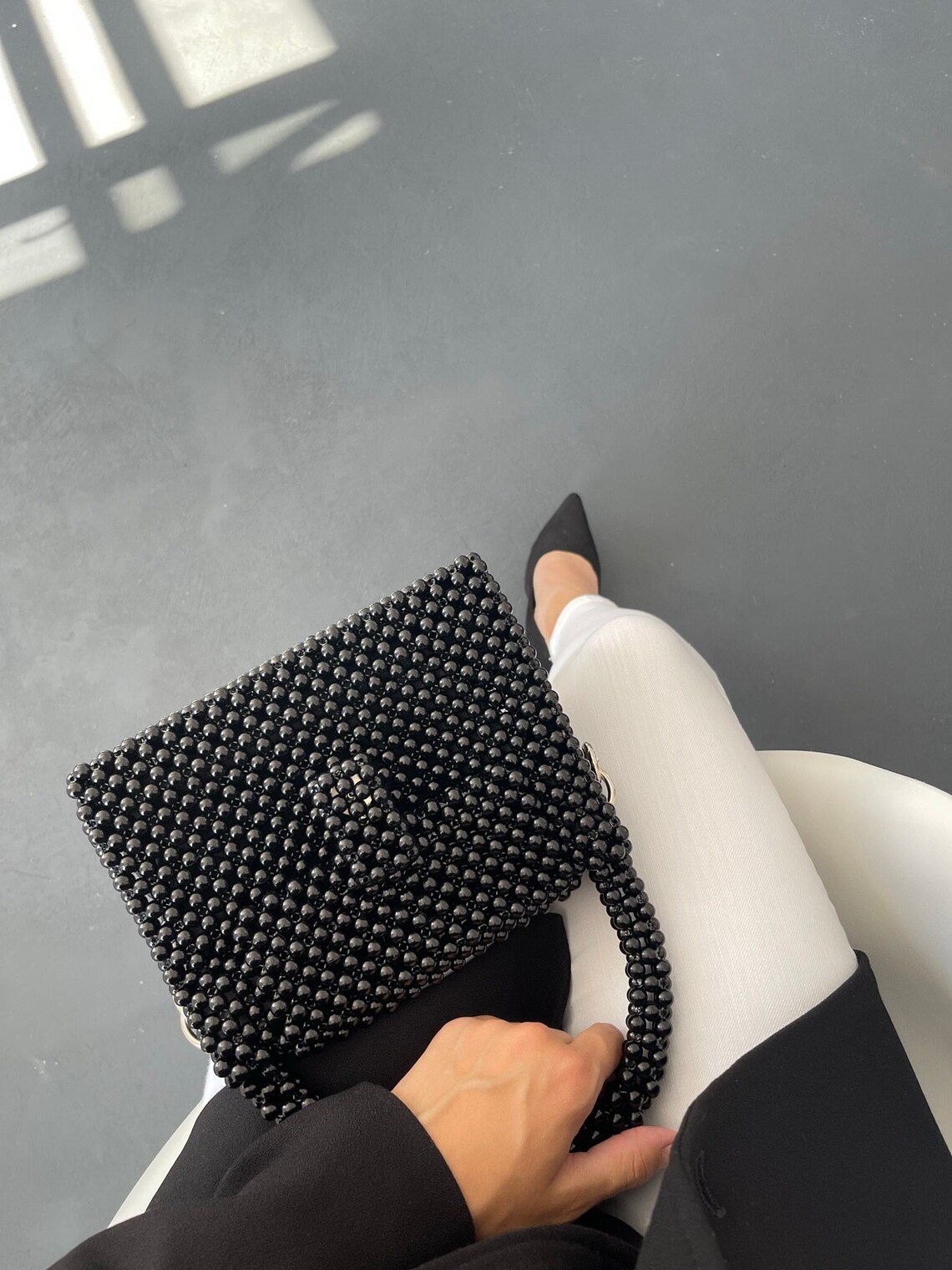 Pearl Handle Small Bag Black main image 0