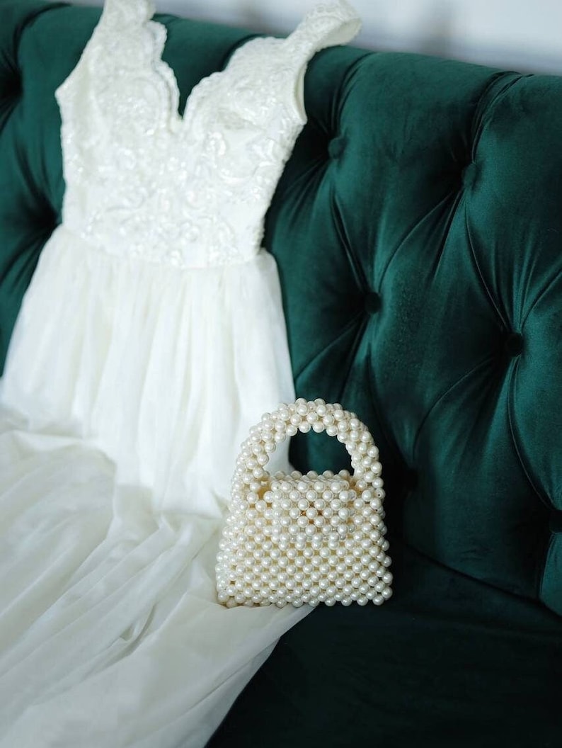 Pearl bag, beaded bag, ivory bag, wedding bag, bag for bride, fashion bag, vintage bag, gift for her, individual bag, brand bag image 1