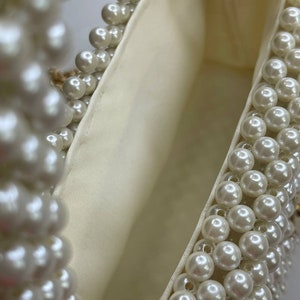 Beaded pearl bag, bags for women, black bag, white bag, classic bag, unique bag, handbag, bag for bride, gift for her, ivory handbag image 3