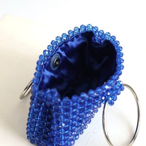 Blue beaded bag, fashion bag, gift for her, luxury bag, handmade bag, handbag, shining bag, crystal women purse, red bag, pink bag image 7