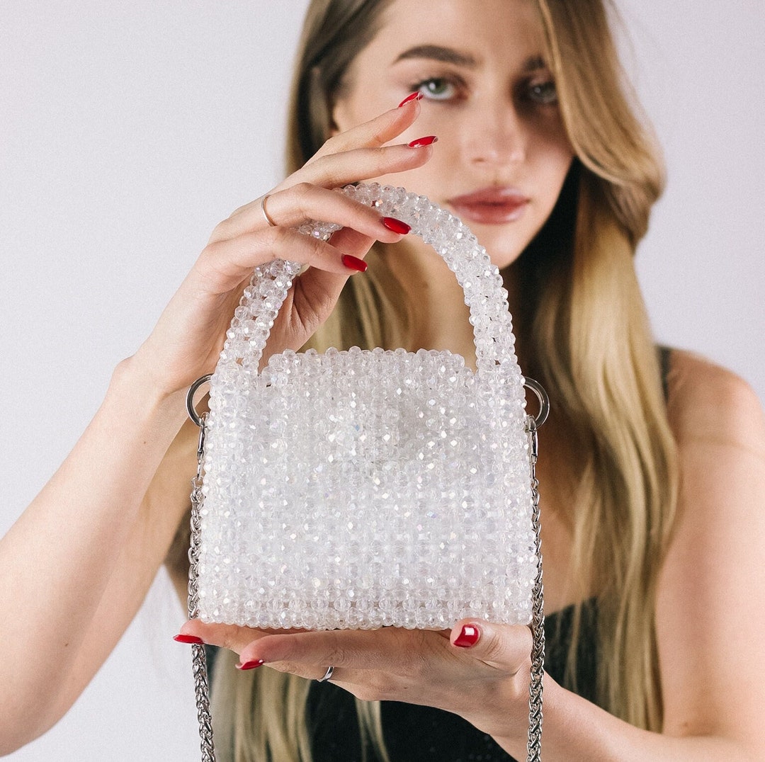 Crystal Bag White Bag Evening Bag Unique Bag Fashionable Etsy