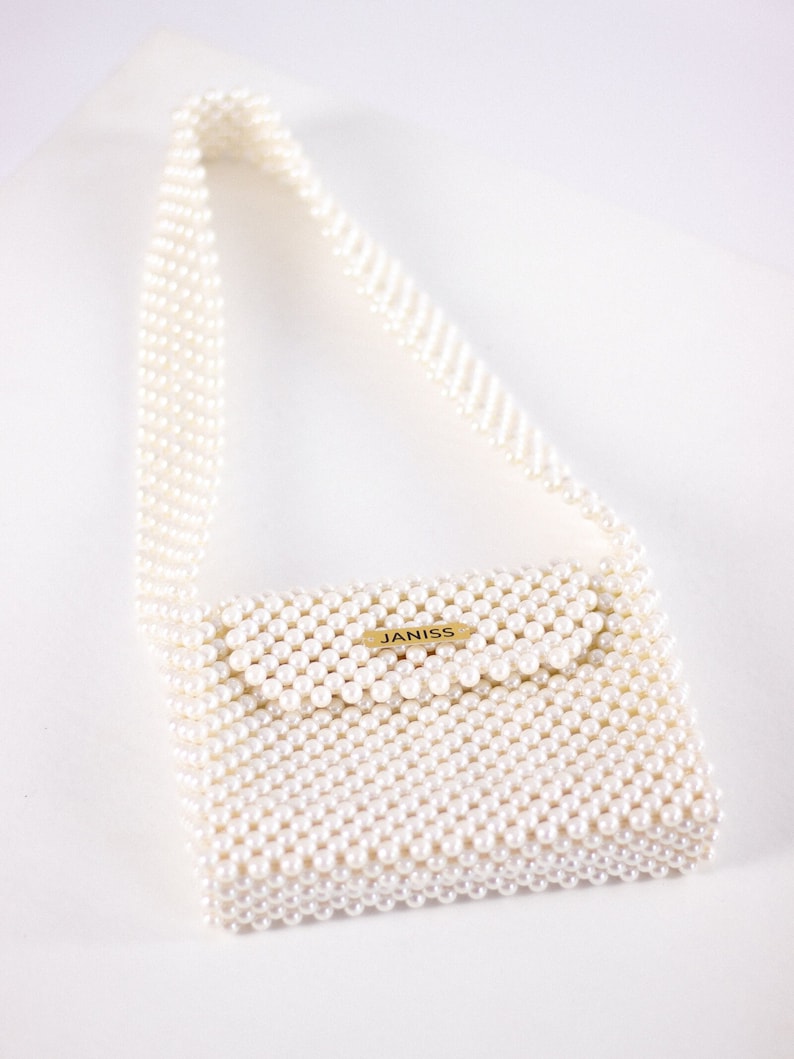 Pearl bag, beaded bag, ivory bag, wedding bag, bag for bride, evening bag, fashion bag, vintage bag, gift for her, individual bag, brend bag image 2