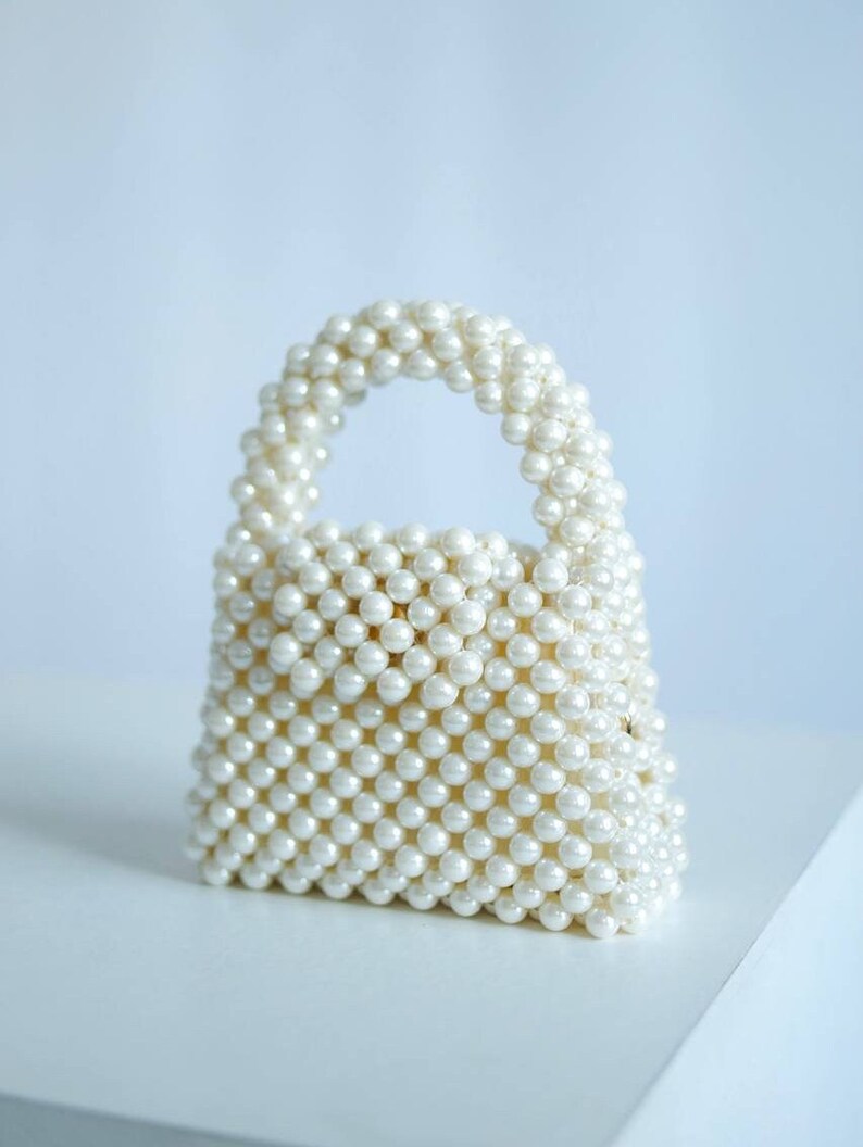 Pearl bag, beaded bag, ivory bag, wedding bag, bag for bride, fashion bag, vintage bag, gift for her, individual bag, brand bag image 4