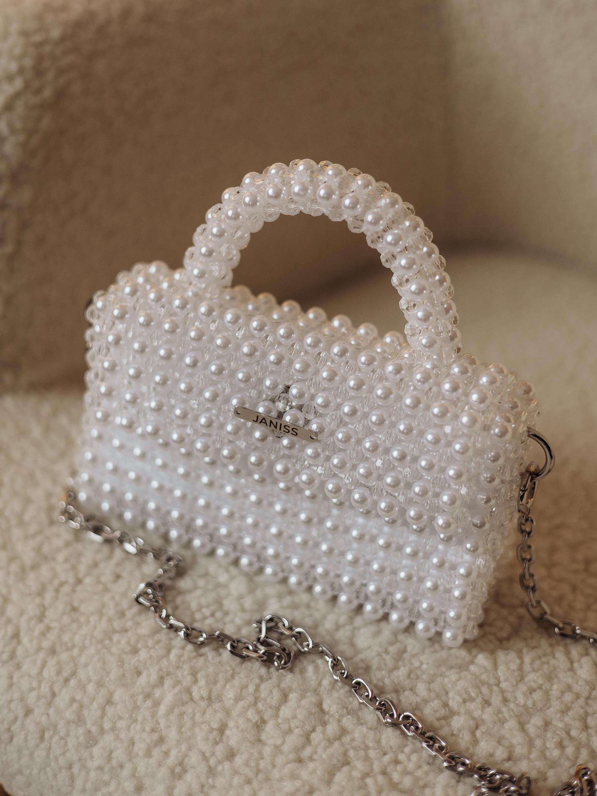 Verdusa Women's Floral Pearl Rhinestone Square Bag - Mini Underarm Shoulder Bag