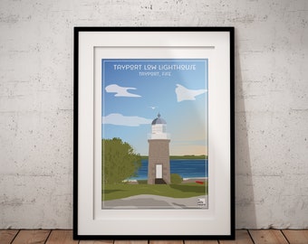 Affiche Phare de Tayport Low Lighthouse, Tayport, Fife, Ecosse, affiche phare, affiche vintage, poster Ecosse, travel poster, wall art