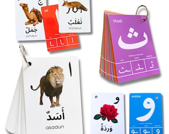 Arabic Alphabet Flash Cards, Children Learning Arabic Words, Islamic Gift Kids