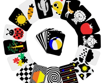 Black and White  baby sensory cards, New born Cognitive Toy, vision stimulation for babies, 0-6 months
