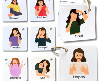 Emotions and Feelings Flash Cards: Autism Communication Aid, Emotional Learning (60 Picture Words)