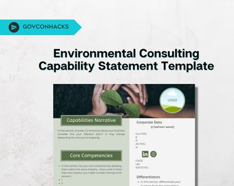 Environmental Consulting Capability Statement Federal Government Standard Capabilities Statement Template Canva Editable
