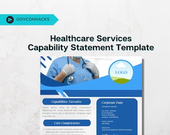 Blue White Healthcare Professional Healthcare Staffing Federal Government Standard Capability Statement Template Easily Editable