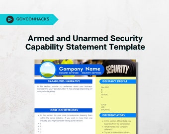Professional Unarmed Armed Security Capability Statement Government Contracting Fed Government Standards Capability Statement Template