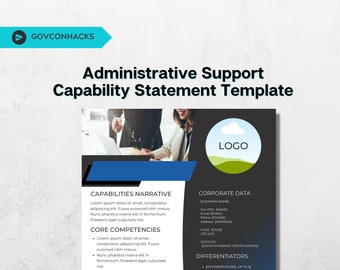 Administrative Support Capability Statement Federal Government Standard Capabilities Statement Template Canva Editable