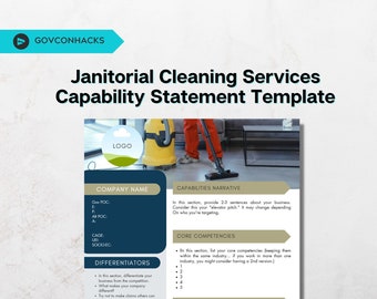 Professional Industry Janitorial Cleaning Service Capability Statement Template Government Contracting Fed Government Standards