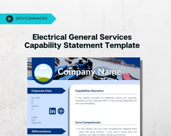 Professional Electrical General Services Government Contracting Fed Government Standards Capability Statement Template