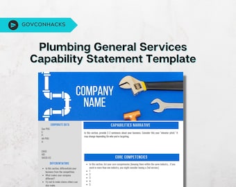 Professional Plumbing General Services Government Contracting Federal Government Standards Capability Statement Template
