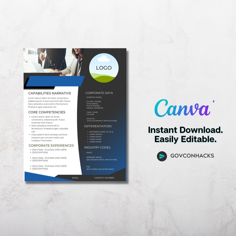 Administrative Support Capability Statement Federal Government Standard Capabilities Statement Template Canva Editable image 2