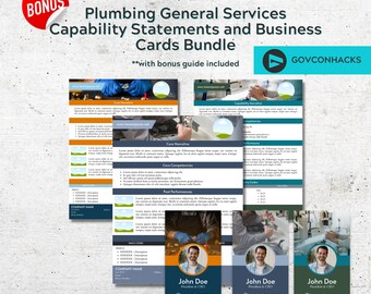 Plumbing General Services Capability Statement Template and Professional Business Card Template