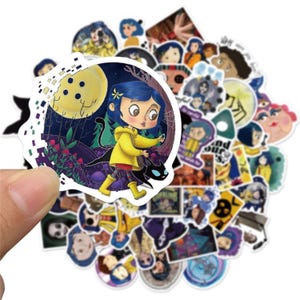 100Pcs Cartoon Movie Coraline Stickers,Decorative Stickers,Waterproof Laptop Stickers,Cartoon Sticker for Kids Toys Gifts