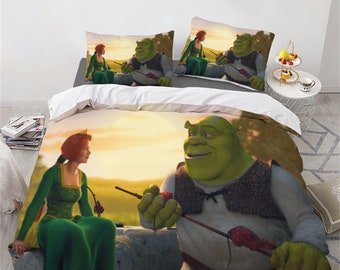 Shrek Printing Three Piece Bedding Set Comfortable and Fashionable Children's Adult Set Quilt Cover Pillow Cover Bedding Set Gift