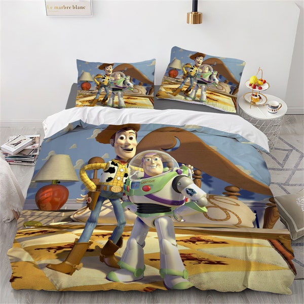 Toy Story Printing Three Piece Bedding Set Comfortable and Fashionable Children's Adult Set Quilt Cover Pillow Cover Bedding Set Gift