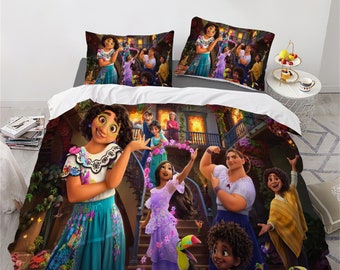 Encanto Printing Three Piece Bedding Set Comfortable and Fashionable Children's Adult Set Quilt Cover Pillow Cover Bedding Set Gift