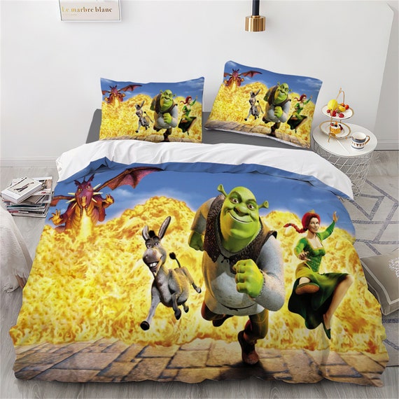 Shrek Printing Three Piece Bedding Set Comfortable and Fashionable