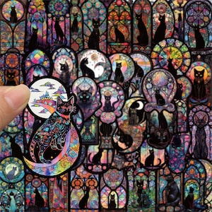100Pcs Cartoon Gothic Cat Animals Stickers,Decorative Stickers,Waterproof Laptop Stickers,Anime Sticker for Kids Toys Gifts