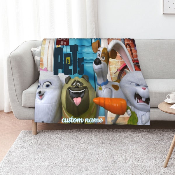 Custom Name The Secret Life Of Pets Blanket Soft Gift Blanket Home Decoration Sofa Blanket Bedding Living Room