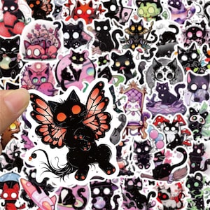 100Pcs Cartoon Animal Horror Soul Cat Stickers,Decorative Stickers,Waterproof Laptop Stickers,Anime Sticker for Kids Toys Gifts