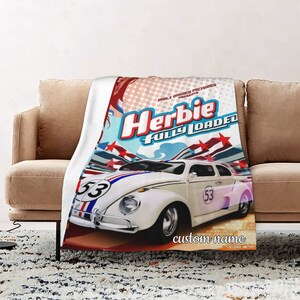 Custom Name Disney Herbie Fully Loaded Blanket Soft Gift Blanket Home Decoration Sofa Blanket Bedding Living Room