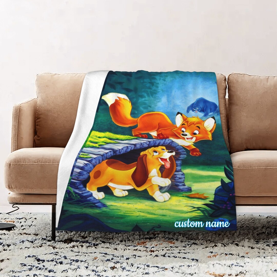Custom Name Disney the Fox and the Hound Blanket Soft Gift Blanket Home