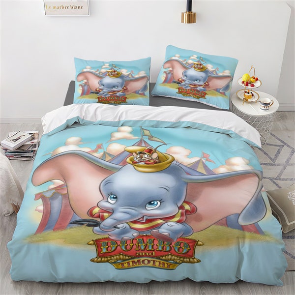 Disney Dumbo Printing Three Piece Bedding Set Comfortable and Fashionable Children's Adult Set Quilt Cover Pillow Cover Bedding Set Gift