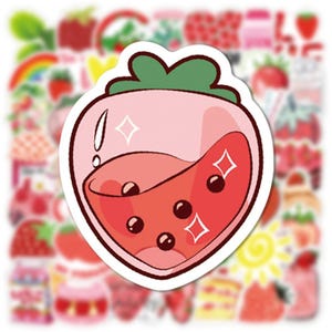 100 pezzi adesivi fragola, adesivi decorativi, adesivi impermeabili per laptop, adesivi per TV per giocattoli per bambini, regali