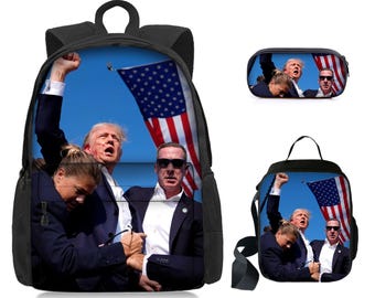 Trump Backpack 3pcs/Set,Student Backpack,Lunch Bag,Pencil Case,Assassination Attempt Bag,Trump 2024 Trump for President