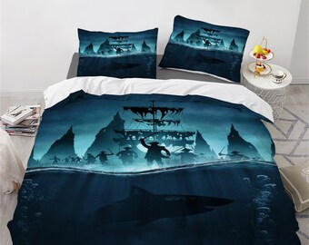 Pirates of the Caribbean Three Piece Bedding Set Comfortable and Fashionable Children's Adult Set Quilt Cover Pillow Cover Bedding Set Gift