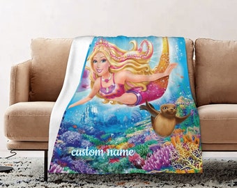 Nombre personalizado Barbie Manta Suave Regalo Manta Decoración del hogar Sofá Manta Ropa de cama Sala de estar