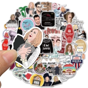 100 stuks Schitt's Creek-stickers, decoratieve stickers, waterdichte laptopstickers, tv-speelsticker voor kinderen speelgoedcadeaus