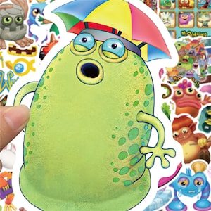 100 szt. Cartoon My Singing Monster Naklejki, Naklejki dekoracyjne, Wodoodporne naklejki na laptopa, Naklejki z kreskówek dla dzieci Zabawki Prezenty
